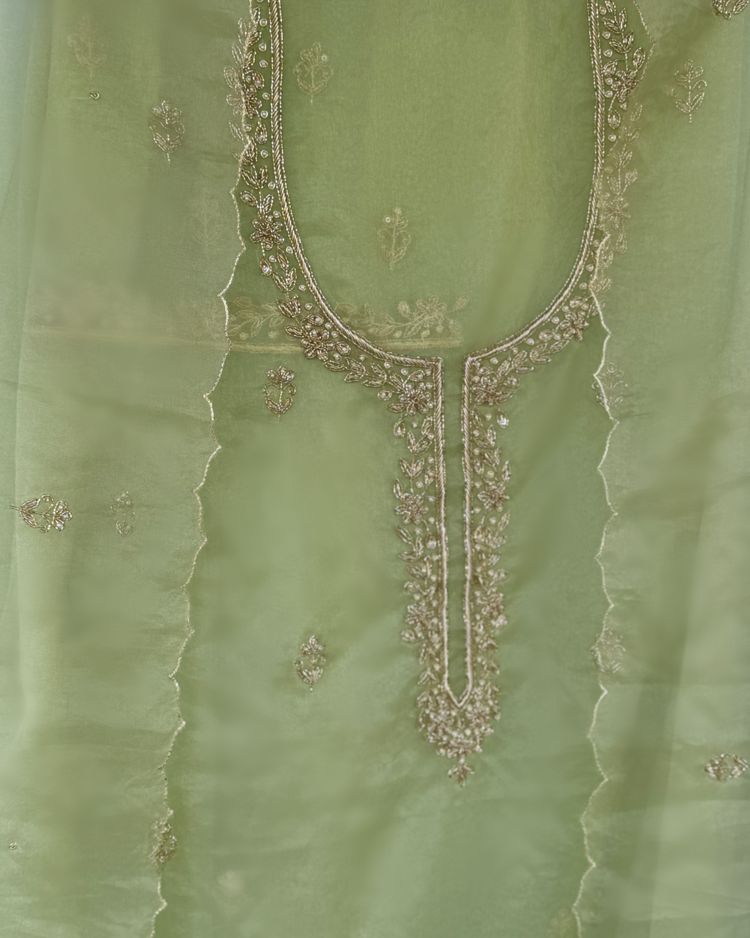 Mint green zardozi set