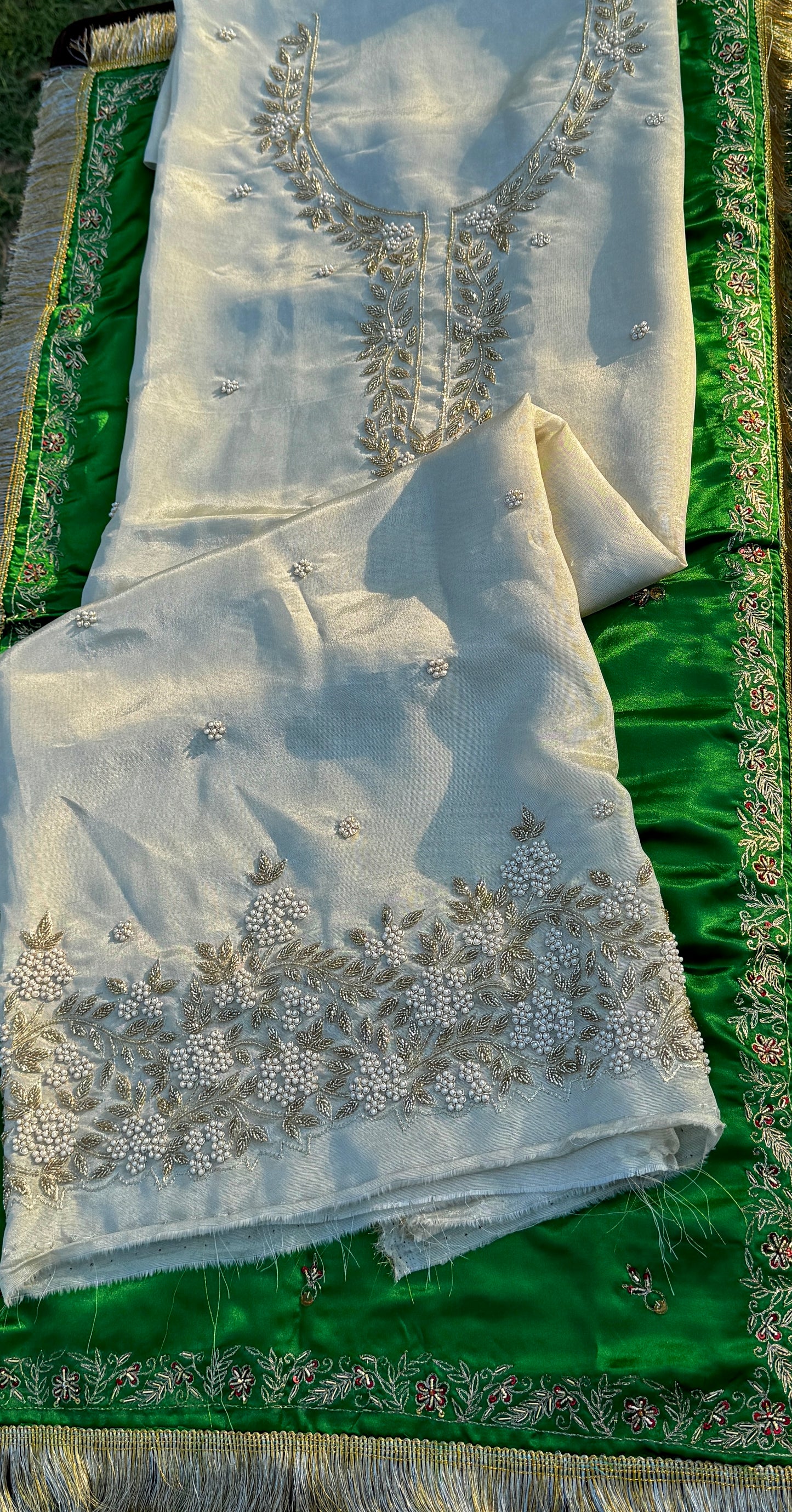 Eshaal cream golden suit set
