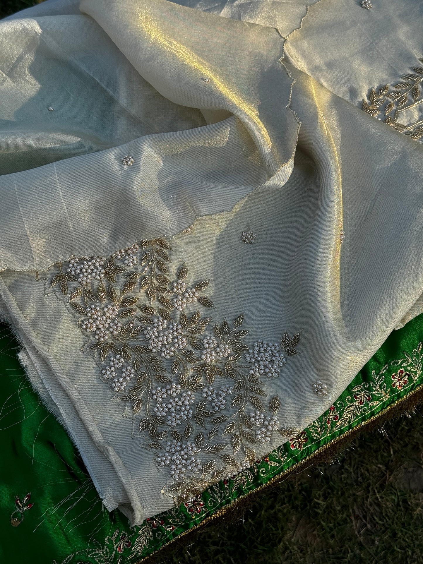 Eshaal cream golden suit set