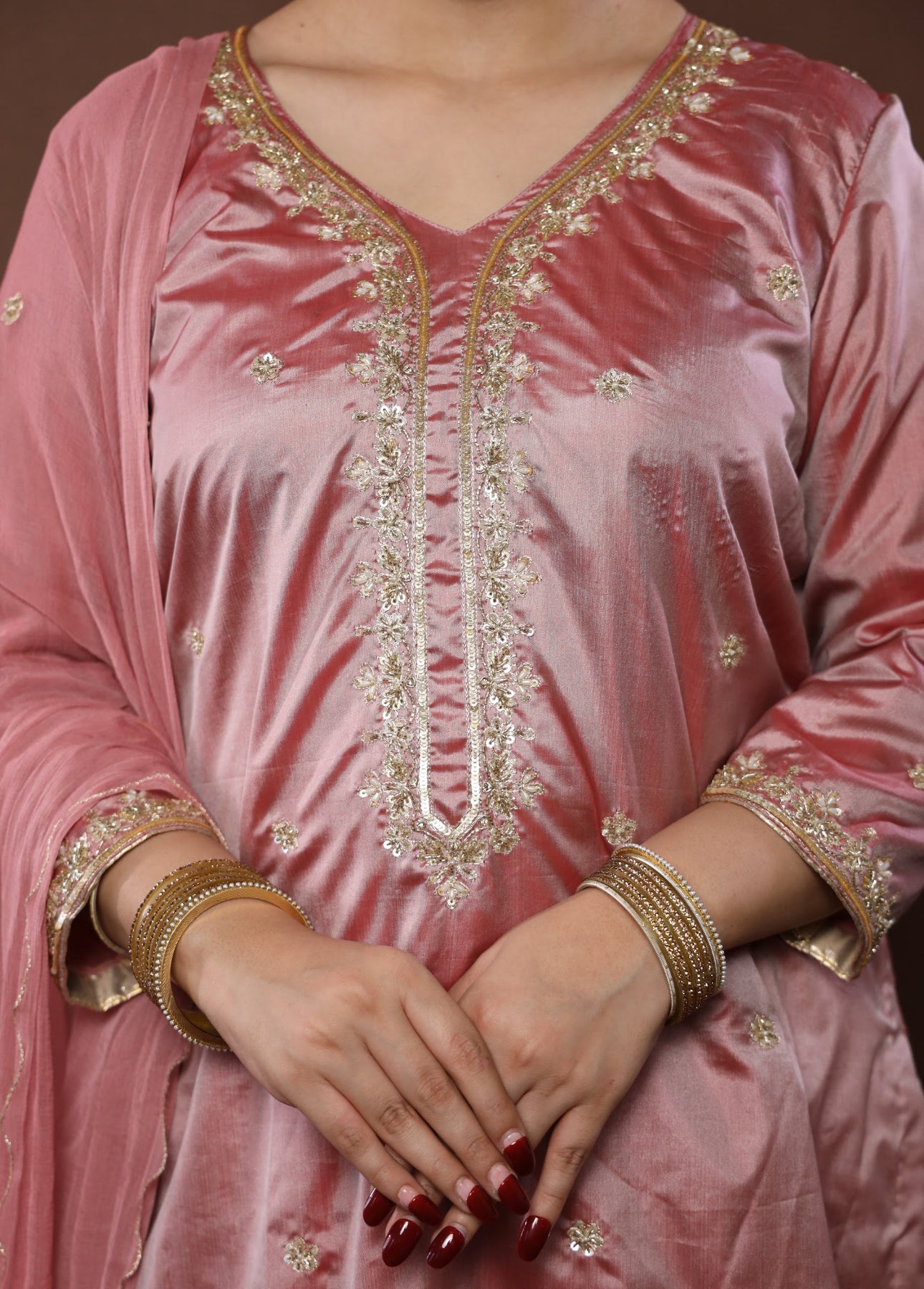 Pink Satin Gharara