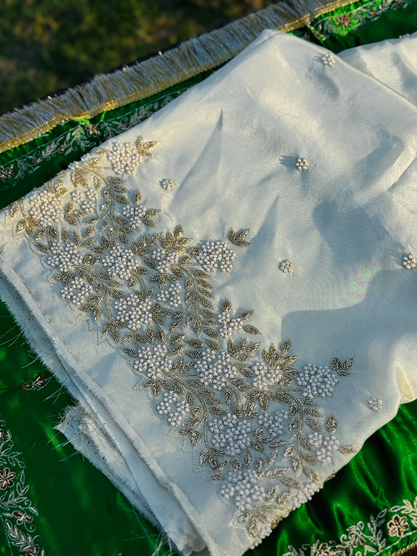Eshaal cream golden suit set