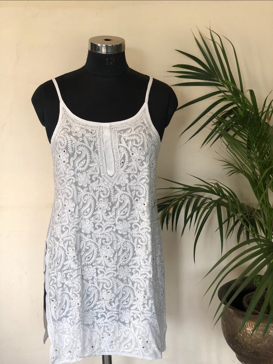 Noodle Strap Chikankari top with mukaish work