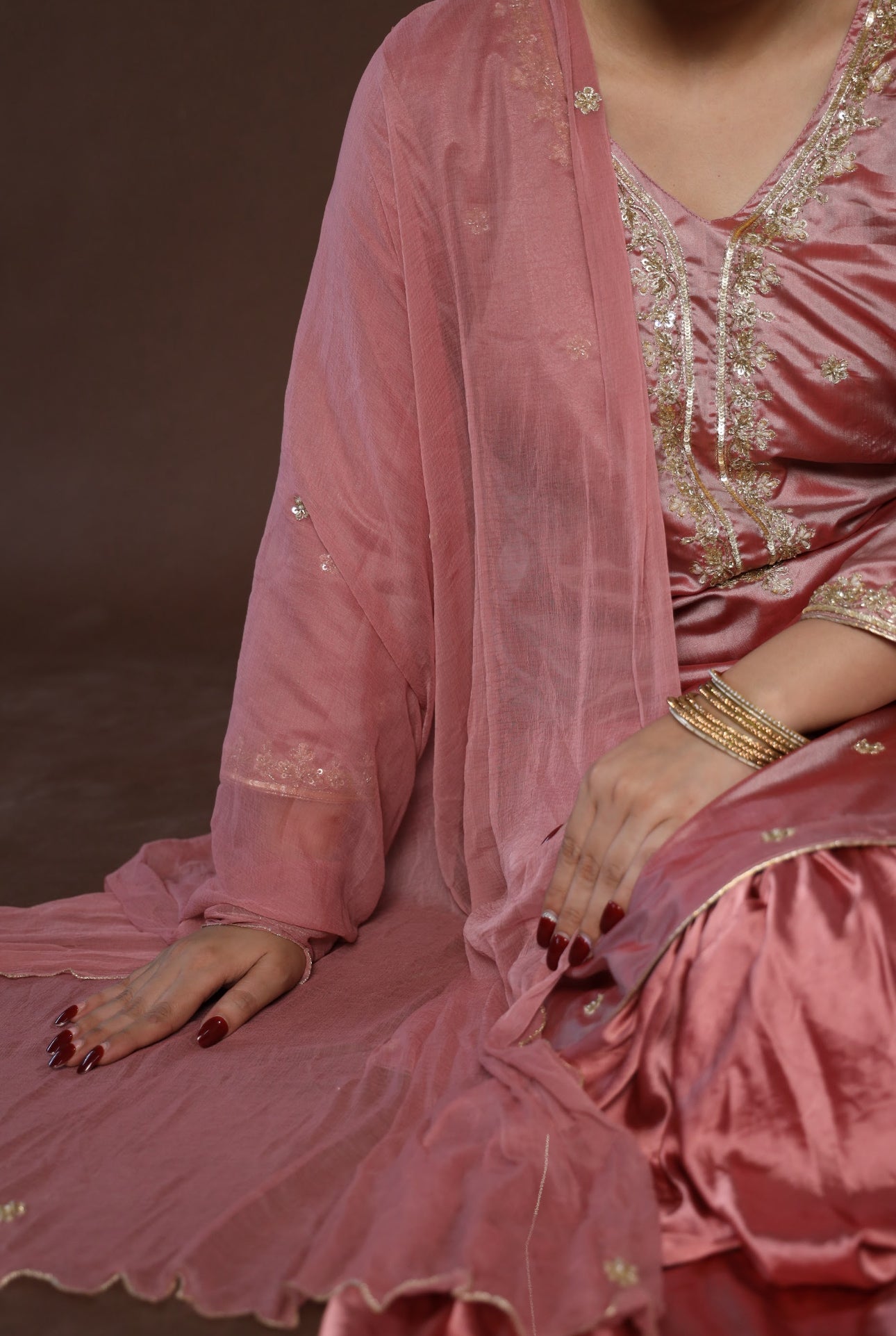 Pink Satin Gharara