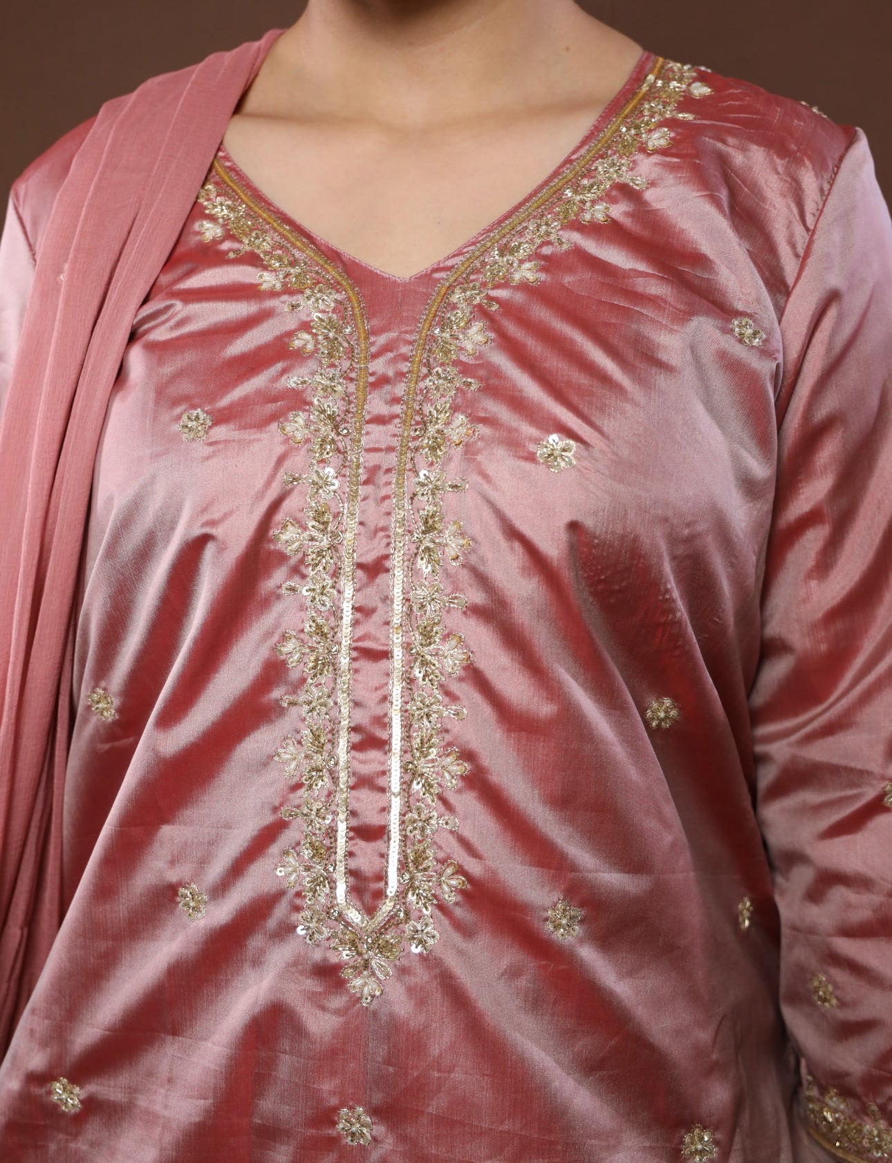 Pink Satin Gharara