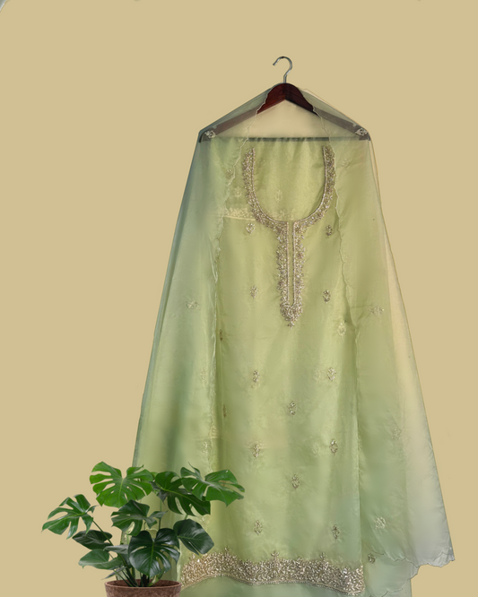 Mint green zardozi set