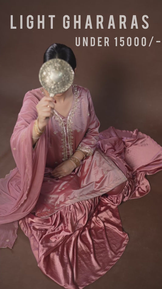 Pink Satin Gharara